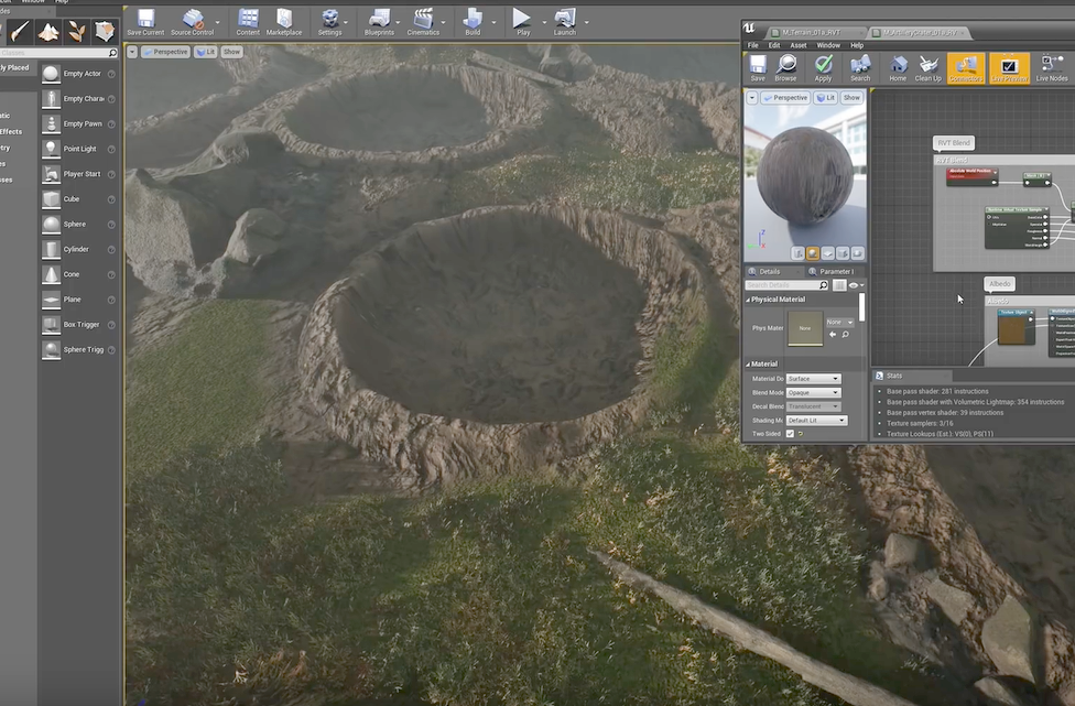 Unreal Engine 4 使用、Megascans のアセットをブレンドして地形を作る